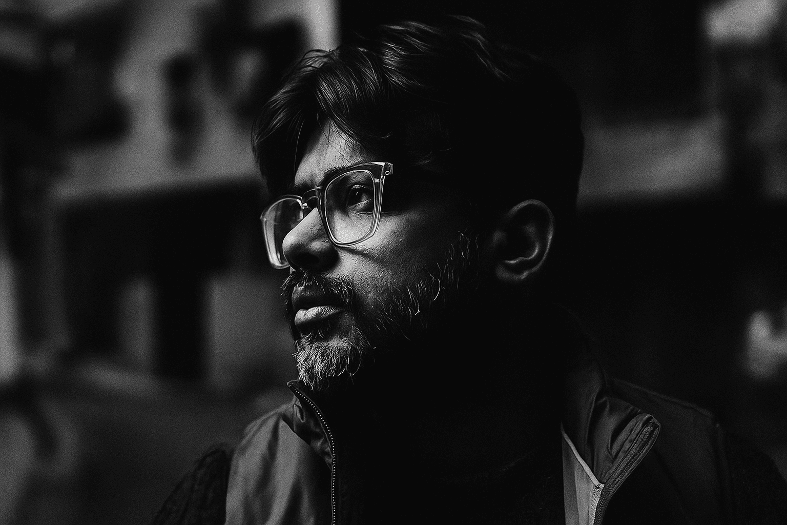 Black and white portrait of Ankit Suman